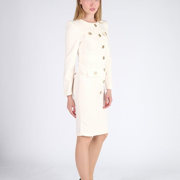 Cream Buttons Midi Dress - Picture 6 of 6
